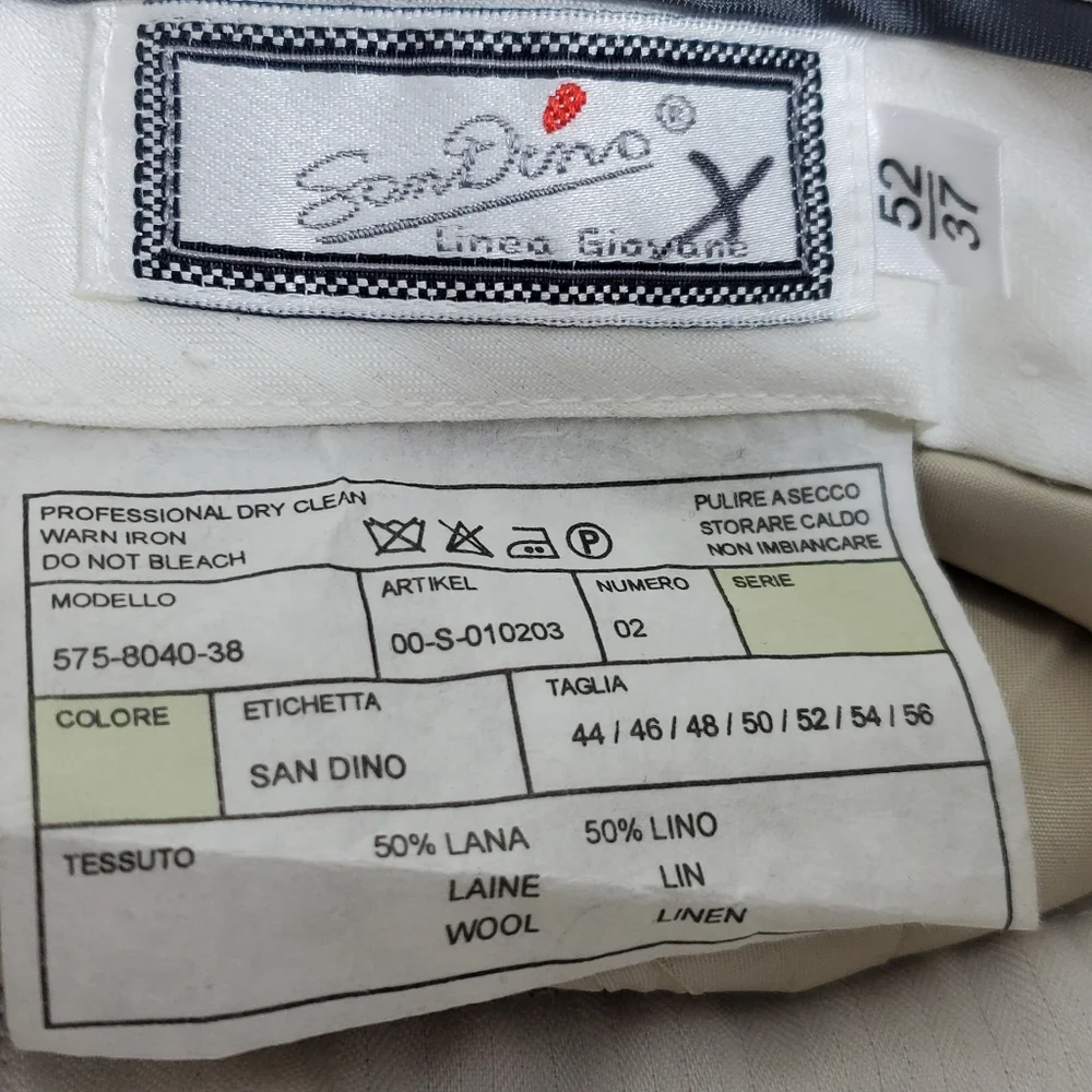 San Dino Wool Linen Blend Mens Pants Vintage Made in Italy Size 36 x 28.5 - Picture 3 of 3